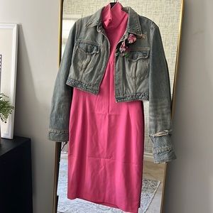 Dolce & Gabbana sleeveless hot Barbie pink high neck dress